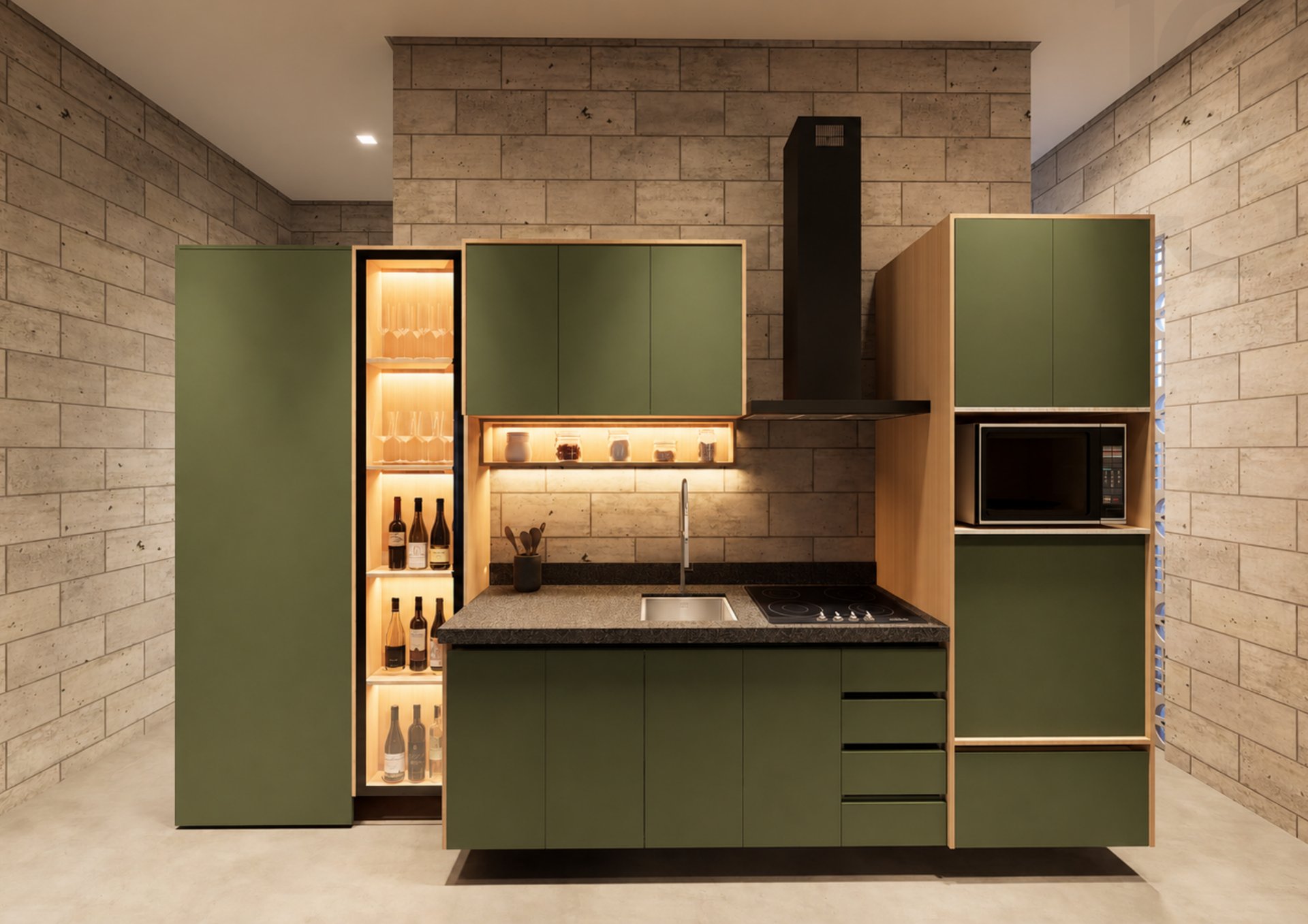 Casa Concreto cozinha — render